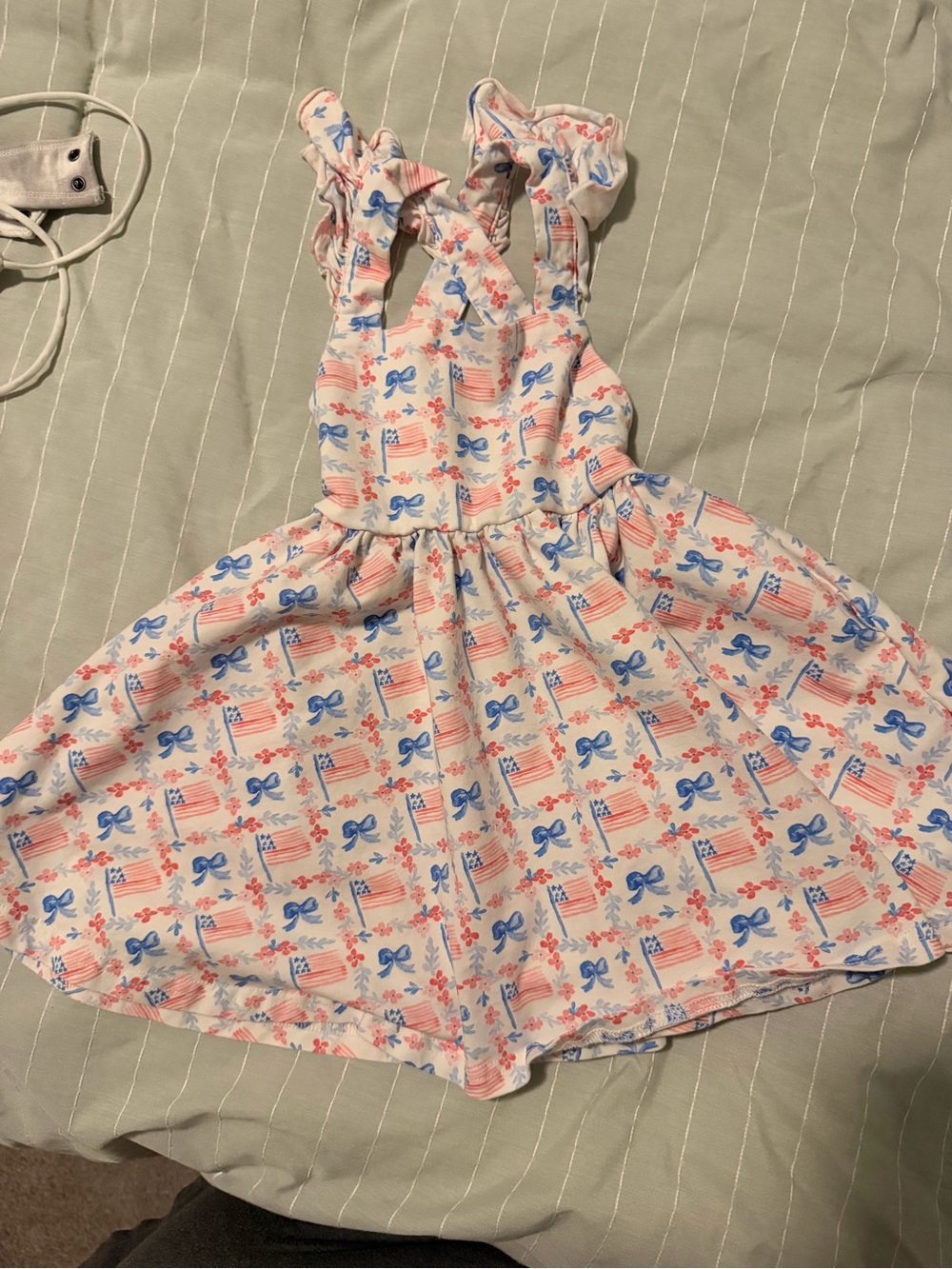 Ollie Jay White Baby Romper with Red & Blue Floral Print patriotic